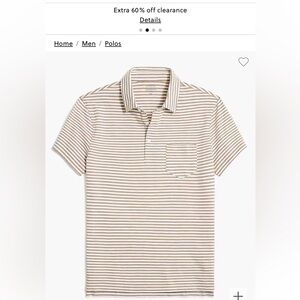 J Crew Factory Men’s Beige and White Striped slub jersey pocket polo in Large